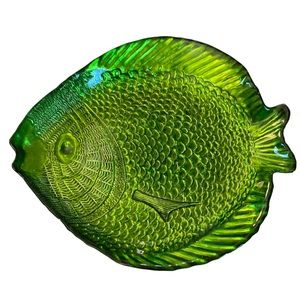 Vintage Green Fish Plate - Fantastically Iridescent!